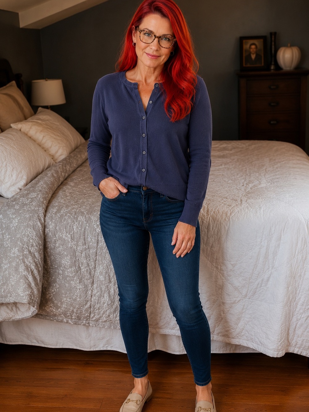 a new day Navy Button-Front Cardigan Sweater